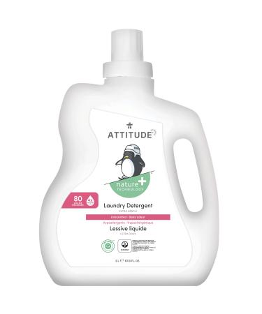 ATTITUDE Laundry Detergent for Baby Apparel, Plant and Mineral-Based Formula, He, Vegan and Cruelty-free Washing Machine and Household Products, Hypoallergenic, Unscented, 80 Loads, 67.6 Fl Oz Fragrance-Free 67.6 Fl Oz (Pack of 1)