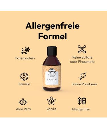 Belly Golden Oat Dog Shampoo 250ml | Sensitive Formula for Itching & Odor | Optimal Care for All Dog Breeds with Oat Protein & Shea Butter - Buy Online on SooperMarket.com