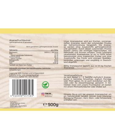 Myfruits Pineapple Powder 500g - Premium Dried Pineapple for Smoothies & Baking | International Shipping - Buy Online on SooperMarket.com