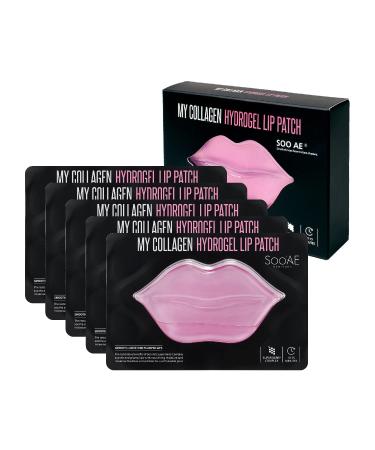 Soo'ae My Collagen Hydrogel Lip Patch - 5 Pcs True Real Collagen Patch for Lips Anti-Oxidant berry extracts Firming Cute Fun Lip Mask Great Before Make-Up Moisturizing Soo Ae Sooae Made In Korea