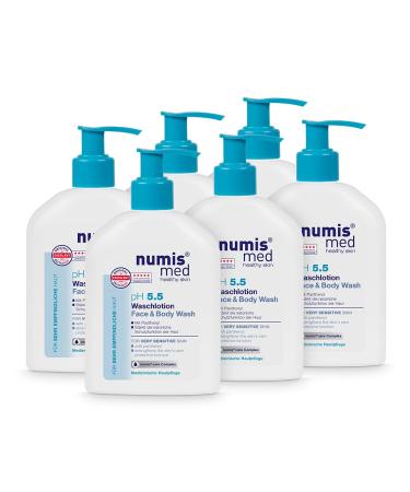 Numis Med Waschotion PH 5.5-6 Pack skin -calming body lotion for very sensitive & sensitive skin - vegan skin care lotion without silicones parabens & mineral oil - body lotion (6x 200 ml)