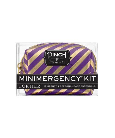 Pinch Provisions Candy Stripe Minimergency Kit Includes 17 Travel-Sized Cosmetic Essentials Convenient for Purses Emergency Beauty Accessories Gifts for Christmas & Birthday s Purple