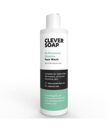Clever Soap 1% Piroctone Olamine Face Wash With Salicylic Acid - Exfoliating Foaming Facial Cleanser - Suitable For Seborrheic Dermatitis Acne & Psoriasis - Fragrance Free For Men & Women