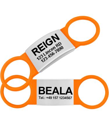 Tagme 2 Pack Dog brand/dog brand with engraving for dogs for small and medium -sized dog breeds personalizable orange l l (2 Pack) orange