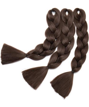 Jumbo Braiding Hair Extensions Colorful Synthetic Hair for DIY Crochet Box Braids Ombre 1Pc 24inch Dark Brown - Buy Online on SooperMarket.com