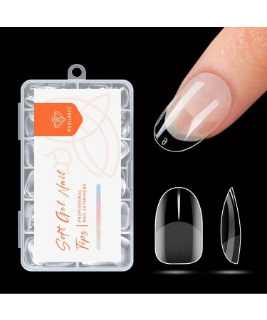 Modelones nail tips 216 piece of full cover nail tips set soft gel tips set pre-buff pmma resin nail tip artificial nails for sticking nail art diy 12 sizes short circle short circle 216Pcs half mat
