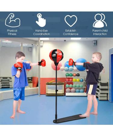 Costzon Punching Bag with Stand - Height Adjustable Reflex Bag with Boxing Gloves, Hand Pump - Freestanding Boxing Set for Adults, Teens, and Kids - Speed Training, Fitness, Stress Relief, Exercise - Buy Online on SooperMarket.com