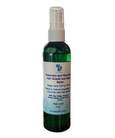 Diva Stuff Rosemary and Rice Water Hair Growth and Scalp Spray 4 Ounce Bottle