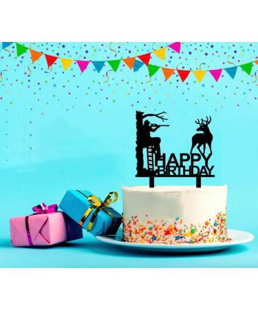 Hunting Birthday Cake Topper - Hunter in Tree Stand Aiming the Deer - Camping Themed Deer Hunter Cake Topper for Men' Birthday Party Supplies (Deer Hunter) - Buy Online on SooperMarket.com
