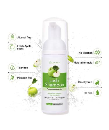 Lunamoon Eyelash Shampoo - Foam Cleanser for Eyelash Extensions | Soft 60ml Apple Formula for Oil & Makeup Removal - Buy Online on SooperMarket.com