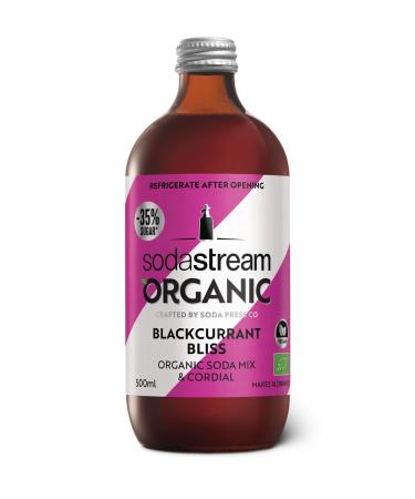 SodaStream Flavours Organic Blackcurrant Drink Mix Fizzy Drink Maker Concentrate Aspartame Free SodaStream Syrup Vegan Sparkling Water Flavouring Low Sugar Fizzy blackcurrant - 1x 500ml Bottle Blackcurrent Bliss