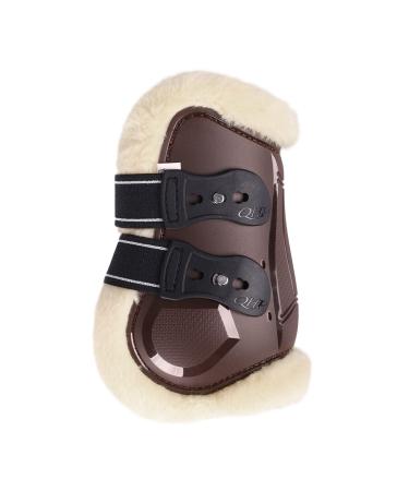 QHP Ontario fetlock boots with faux fur lining and quick fasteners (Thoroughbred Brown) Thoroughbred Brown
