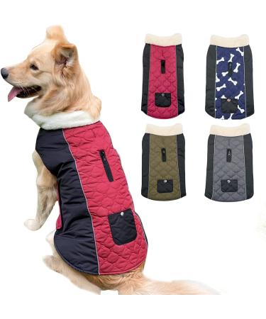Dog Coat Waterproof Jackets Etechydra Reversible Adjustable Reflective Winter Dog Coat Vest with Warm Fleece Collar Dog Jacket Coat for Small Medium Large Dogs Clothes Red+Black S Small Red
