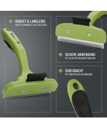 Reavet Unterwollkamm for Dogs & Cats - Large Short Hair Grooming Tool with Self-Cleaning Button | Effortlessly Remove Underwool & Maintain Top Coat - Buy Online on SooperMarket.com