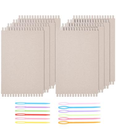 FINGERINSPIRE 8PCS Cardboard Weaving Looms & 12PCS Safety Plastic Sewing Needles, Wide Card Loom Weaving Boards Loom Tools for Beginners Knitting Crochet Tapestry Handmade Arts Crafts Kids Adult