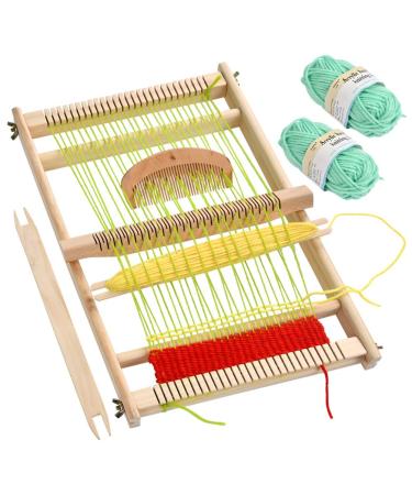 FOCCTS Wooden Multi-Craft Weaving Loom Large Frame 9.84 x 15.35 x 1.3 inch, Tapestry Loom Wooden Weaving Loom Creative DIY Weaving Art for Kids, Beginners and Experts, Came Pre-Warped for Quick Start