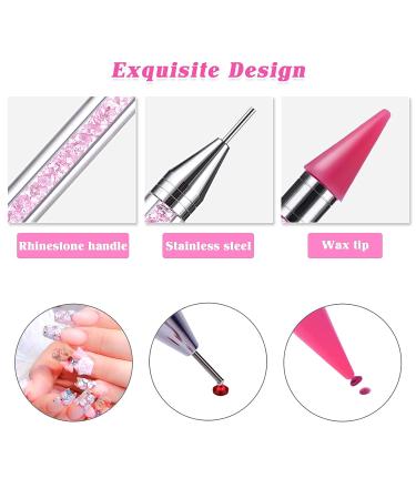 Sularpek Nail Rhinestone Picker Dotting Tool - Pink Acrylic Handle Dual End Pen for DIY Nail Art Decoration - Buy Online on SooperMarket.com