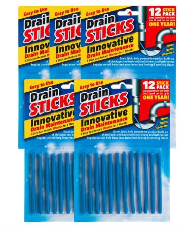 Drain Sticks x60 Easy to Use Fast & Effective Drain Cleaning Sticks for Sinks Baths & Showers - Prevents Build Up Blockages & Bad Smells in Kitchens & Bathrooms