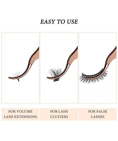 Stainless Steel Cluster Lash Tweezers Set - Rose Gold 2pcs DIY Eyelash Applicator Tool for Easy Application and Removal of False Lashes - Buy Online on SooperMarket.com