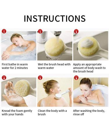 Zhurson Long Grip Bathing Brush - Dry Brush for Body & Back | Promotes Blood Circulation & Lymphatic Health | Exfoliating Dead Skin Remover (White) - Buy Online on SooperMarket.com