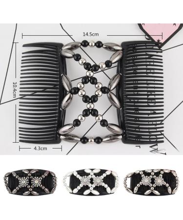 Kytpyi Double Clip Elastic Beaded Hair Combs 3PCS - Floral Hair Accessories for Women and Girls - Buy Online on SooperMarket.com
