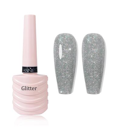 Glitter Gel Nail Polish Silver Nail Polish Sparkly Shiny Nail Art Nail Gel Polish Soak Off Uv Led Glitter Nail Polish Gel Nail Art Starter DIY For Women Party Salon Home Use 10ml (#01)