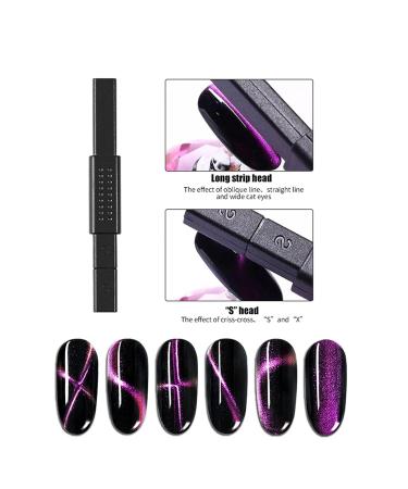 9-Piece Cat Eye Nail Magnet Tool Set for Gel Polish Nail Art | Double-Head Flower Design Pens and Multi-Function Board - Buy Online on SooperMarket.com