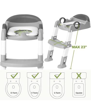 Potty Training Toilet Seat with Step Stool Ladder | for Boys and Girls | Toddler Kid Children | Handles and Padded Seat | Non-Slip Wide Step | Gray - Buy Online on SooperMarket.com