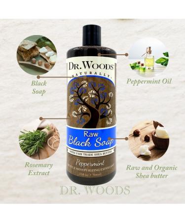 Dr. Woods Raw Black Peppermint Soap - Organic Shea Butter, 32 oz for Moisturizing Care - Buy Online on SooperMarket.com