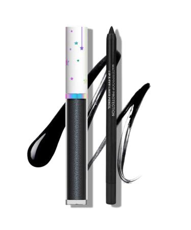 Black Lipstick Lip Liner Set Pearlescent Liquid Lipstick Black Lip Gloss Long Lasting Black Lip Liner for Halloween Cosplay Goth Makeup