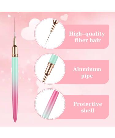 WLLHYF 5 Pieces Nail Art Liner Brush Painting Nail Art Brush Long Line Detail Fine Drawing Nail Point Drawing Tool Set 7mm/9mm/11mm/15mm/25mm (Pink Greenish) - Buy Online on SooperMarket.com