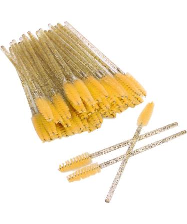 Disposable Eyelash Brushes 50 Pieces Nylon Make-up Brushes Mascara Sticks Eyelashes Eyebrows Disposable Portable Brush (Yellow) - Buy Online on SooperMarket.com