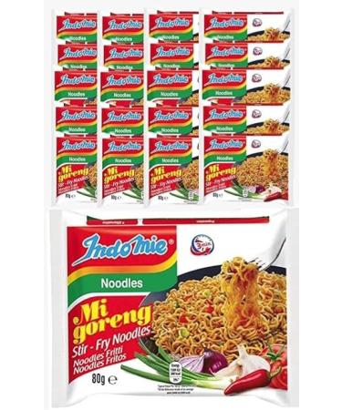 Indomie Mi Goreng Stir-Fry Noodles - Original Flavor 80g (Pack of 20) | Authentic Indonesian Instant Noodles | Versatile Meal Option | Ready in 3 Minutes