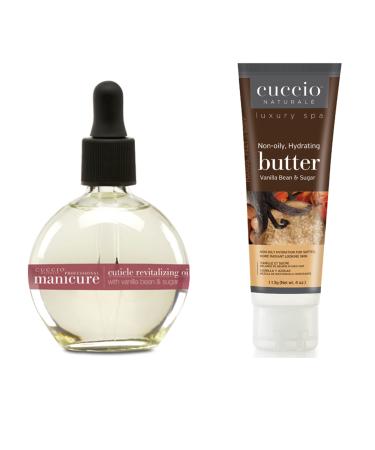 Cuccio Vanilla Bean & Sugar Hydration Essentials Kit- 75ml Cuticle Oil & 4oz Butter Tube Grey
