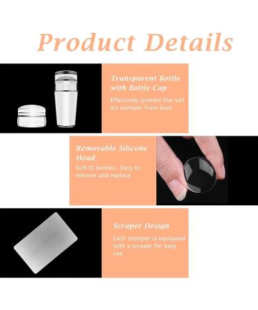 3-Piece Nail Art Stamper Kit - Clear Silicone Nail Stamp Set for French Manicure & Designs - Buy Online on SooperMarket.com