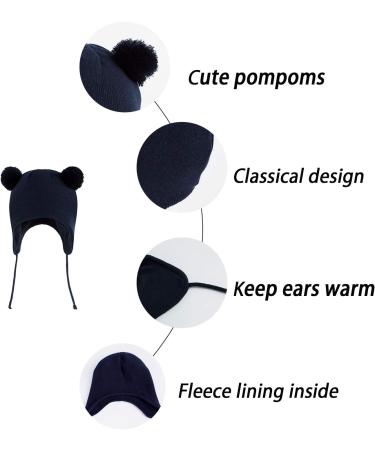 LANGZHEN Toddler Winter Hat Earflap Knit Cap for Baby Boys Girls 6-12 Months - Navy - Buy Online on SooperMarket.com