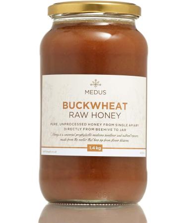 Earthbreath Buckwheat Raw Honey - 1.4kg - Pure Dark Unpasteurised and Unfiltered - Natural Healthy Sweetener for Cooking Coffee Juice Drinks Buckwheat 1.4 kg (Pack of 1)
