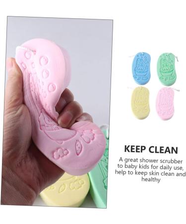 Healeved 4pcs Bath Sponge Set - Portable Baby Body Scrubber & Shower Tool - Child Household Bath Accessory - Sponge Brush 13x7cm - Buy Online on SooperMarket.com