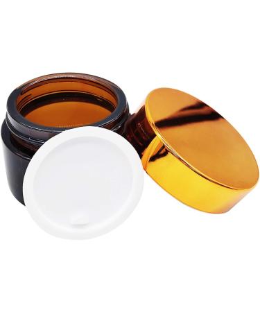 Bakiauli 6-Piece 50ml Amber Glass Cream Cans Empty Cosmetic Containers with Screw Cap for Creams & Lotions - Buy Online on SooperMarket.com