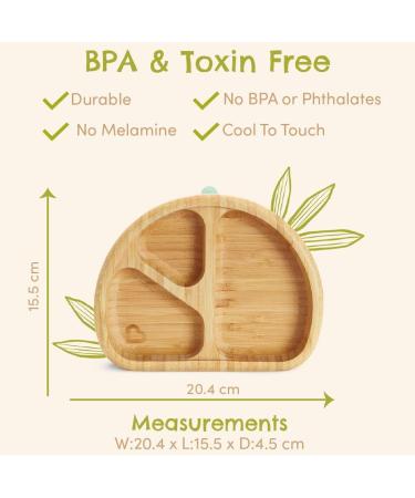 Munchkin Bambou Divided Plate - Stay Put Suction Plate for Babies & Toddlers | BPA Free Bamboo Plate for Baby Weaning | Kids' Mealtime Essential - Buy Online on SooperMarket.com