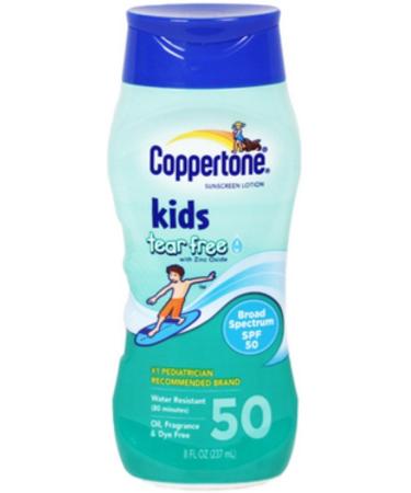 Coppertone Kids Tear Free with Zinc Oxide Broad Spectrum SPF 50 8-Ounce Bottles (Pack of 3)