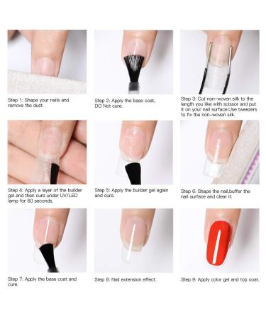 MSRUIOO Fiberglass Nail Extension Gel Kit - Builder Gel with Magical Silk Fiberglass for Quick Nail Extensions - Includes Nail File, Tweezers, Scissors, and Forms for Nail Art - Buy Online on SooperMarket.com