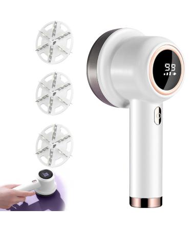 Sweater Shaver Electric Fabric Shaver with 3 Speeds & 6 Leaf Cutter USB Charging Lint Remover Digital Display Sweater Pill Remover Fabric Shaver for Clothing Sofa (White)
