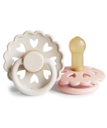 Frigg Fairytale Schnuller 2 Pack |Latex pacifier |BPA-free |Made in Denmark |Symmetrical sucker in cherry shape (Cream/Blush size 2 (6-18 months)) size 2 (6-18 months) Cream/Blush