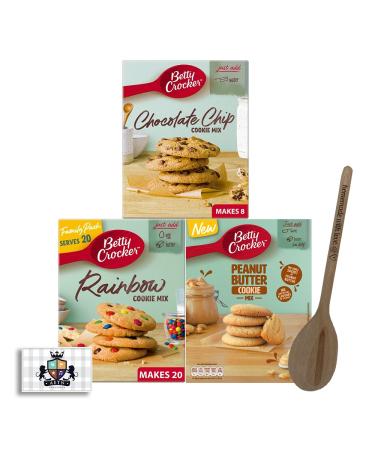 AETN Creations Irresistible Homemade Cookies with Betty Crocker Cookie Mix Pack - Easy Baking Delights in Chocolate Chip Rainbow and Peanut Butter Flavours with AETN Fridge Magnet