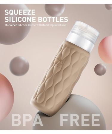 Travel Bottles for Toiletries - TSA Approved Silicone 3.4 oz Set with Clear Bag & Labels - 4 Pack Essential Travel Accessories for Shampoo Conditioner Lotion (Cream - Buy Online on SooperMarket.com