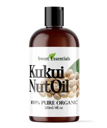 100% Organic Kukui Nut Oil | Imported From Hawaii | Various Sizes | 100% Pure | Cold-Pressed | Natural Moisturizer for Skin Hair and Face | By Sweet Essentials (4 fl oz)