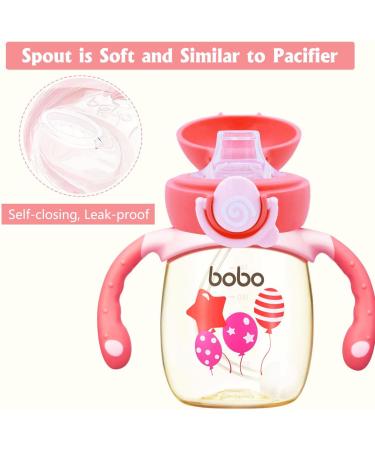 YOHKOH 6oz Red Baby Sippy Cup with Weighted Straw | PPSU Learner Cup for Toddlers 4-6 Months | No Spill Soft Spout & Handles - Buy Online on SooperMarket.com