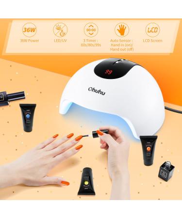 Poly Nail Gel Kit with 36W UV/LED Lamp - Ohuhu 12 Colors Professional Poly Gel Kit for Nail Extension - Rainbow Color DIY Nail Art - Great Gift for Girlfriend, Mother - Buy Online on SooperMarket.com