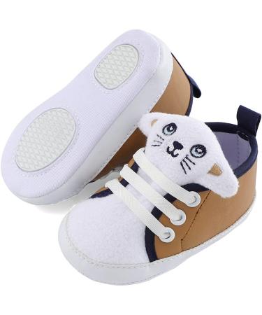 LACOFIA Baby Boys Anti-Slip Soft Sole Sneakers | 3D Animal First Walking Shoes 9-12 Months Khaki - Buy Online on SooperMarket.com